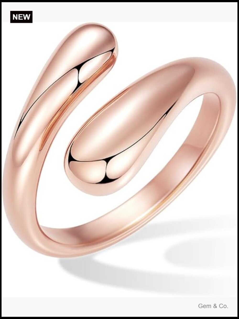 14K Gold Plated Chunky Dome Ring Stacking Band Stainless Steel Adjustable